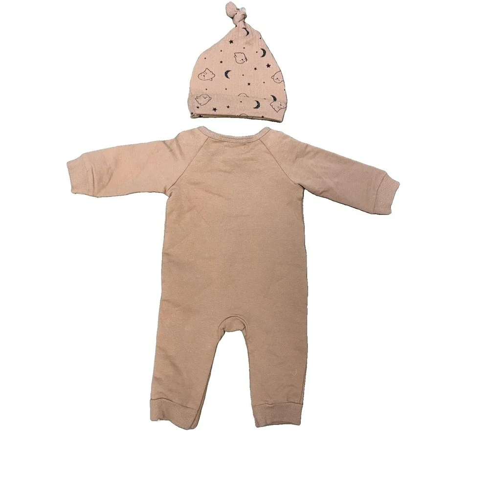 NWT Rabbit + Bear Halloween One Piece Pajama & Hat 6-9 Month Little Boo Organic